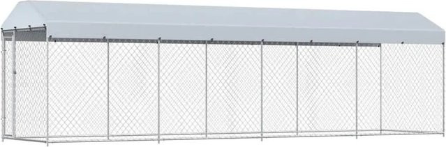 vidaXL Outdoor-Hundezwinger mit Überdachung aus verzinktem Stahl und Kunststoff, B/T/H: 760 x 190 x 225 cm - Bild 1