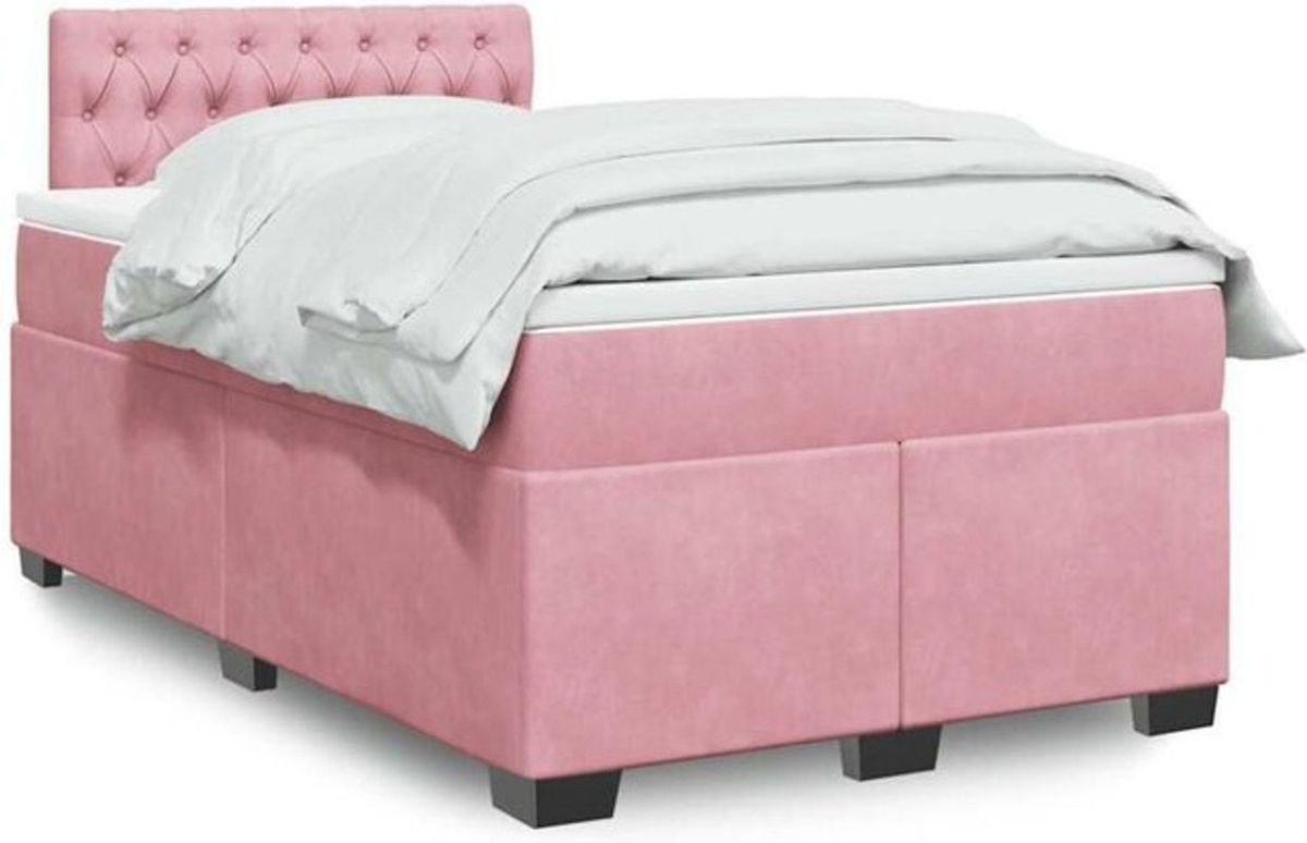 Vidaxl Boxspringbett mit Matratze aus Samt in Rosa, B/T/H: 190 x 120 x 100,5 cm - Bild 1