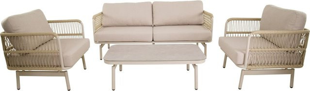 Lesli Lounge-Set Akiro 4-teilig Crema mit Polstern und Aluminiumgestell - Bild 1
