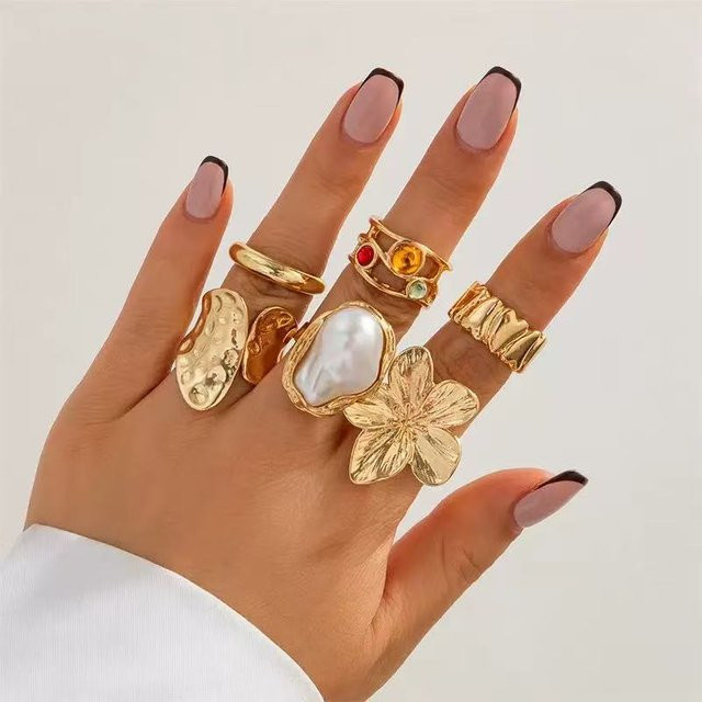 Stapelringe Damen, Wasserdiamanten, Gold, brown - Bild 1