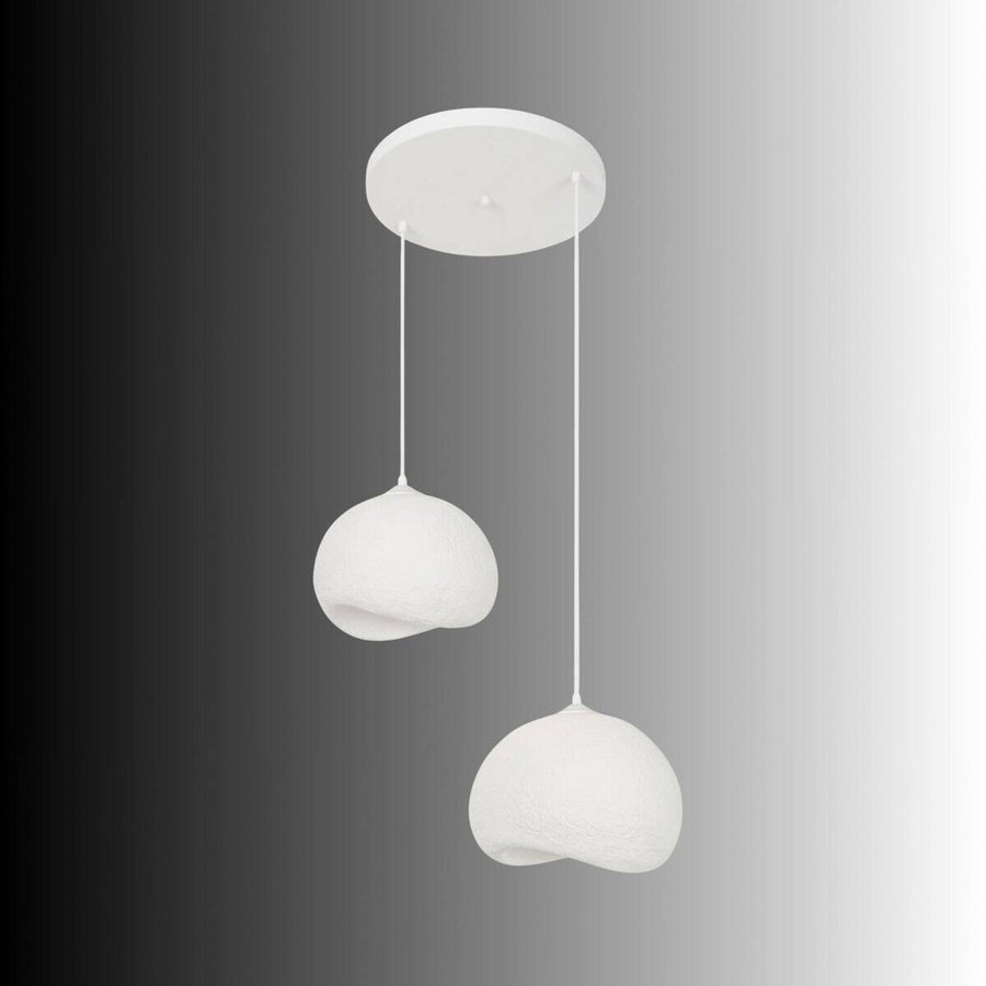 Opviq Pendelleuchte Yontu in Weiß aus Polyester-Mischgewebe und Metall mit 2 E27 Fassungen, B/T/H: 29 x 34 x 120 cm - Bild 4