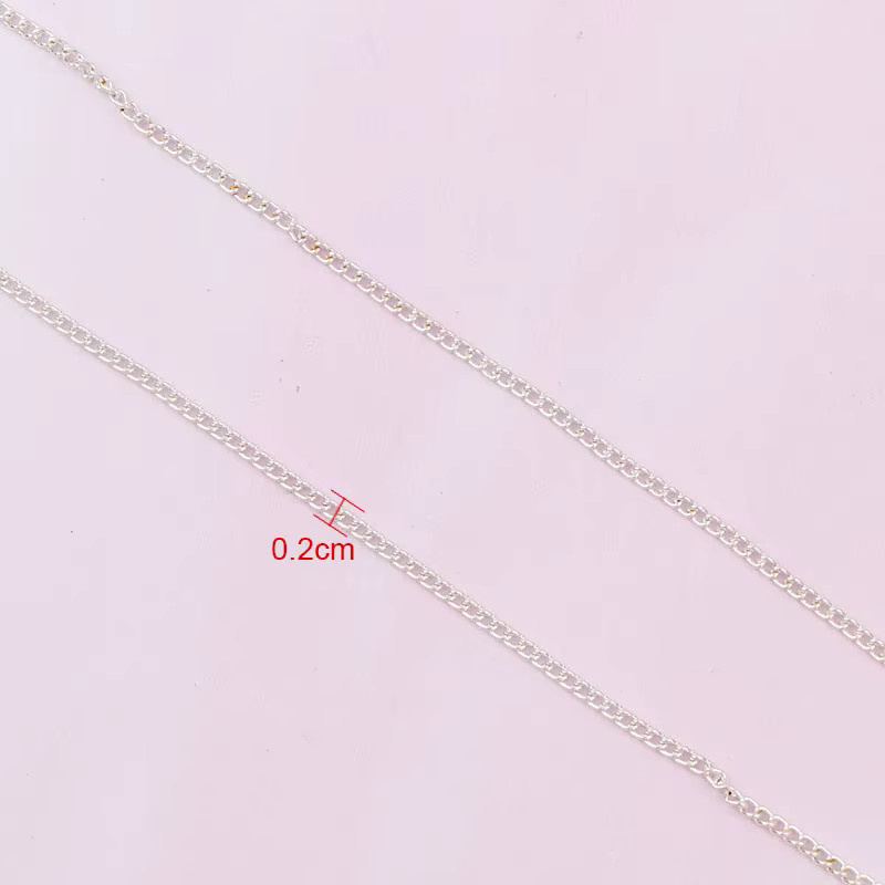 Ywbeads Nagel Metallkette, Silber, 3D Japanischer Stil, 2 mm Länge - Bild 1