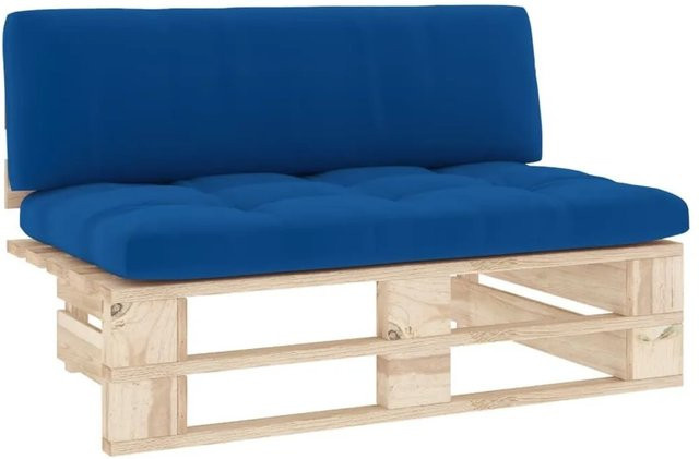 vidaXL Outdoor-Mittelsofa aus imprägniertem Kiefernholz mit blauen Polstern für Garten und Terrasse - Bild 1
