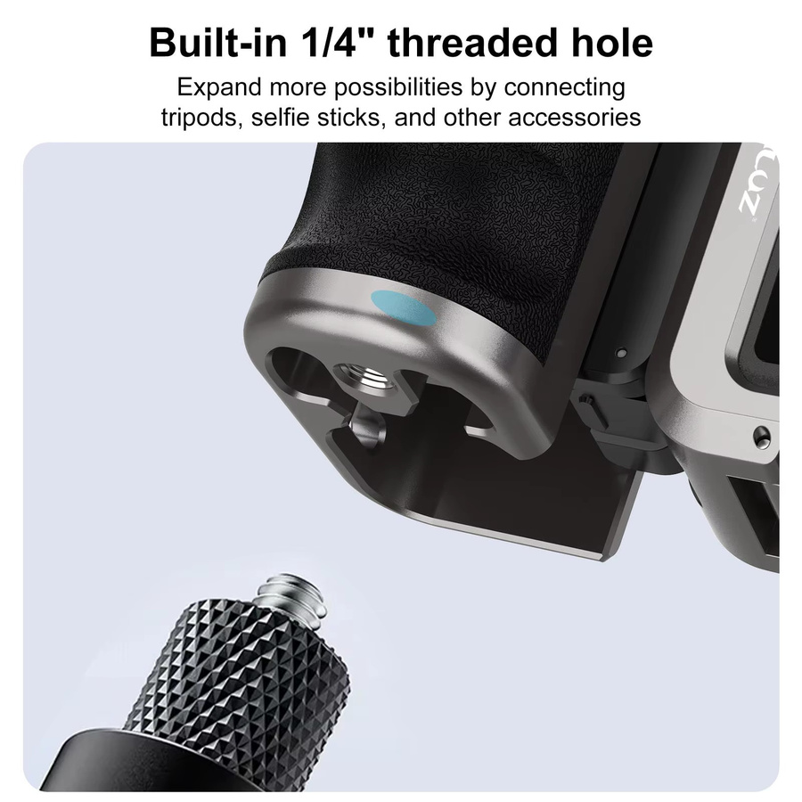 PULUZ Kamerakäfig-Erweiterungsadapter aus Metall mit Griff für DJI Osmo Action 5 Pro, 4 und 3 aus Aluminiumlegierung - Bild 3