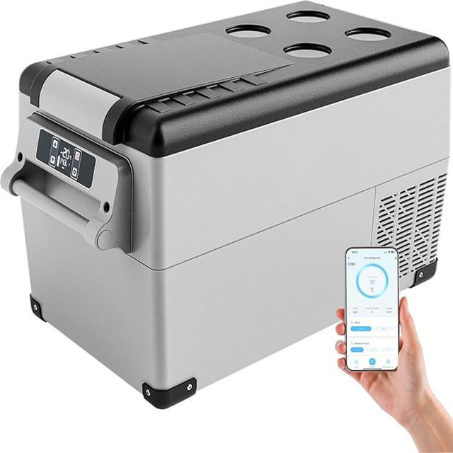 EUHOMY Kompressor Auto Kühlbox mit App-Steuerung, Tragbarer Camping Kühlschrank für Auto und LKW, 12V 24V 230V, Kühlleistung bis -20°C - Bild 1