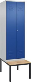 C+P Spind Classic PLUS Schwarz-Weiß-Spind mit Sitzbank, 2 Abteile, Buche-Hartholz, B/T/H: 212,0 x 60,0 x 81,5 cm - Bild 1