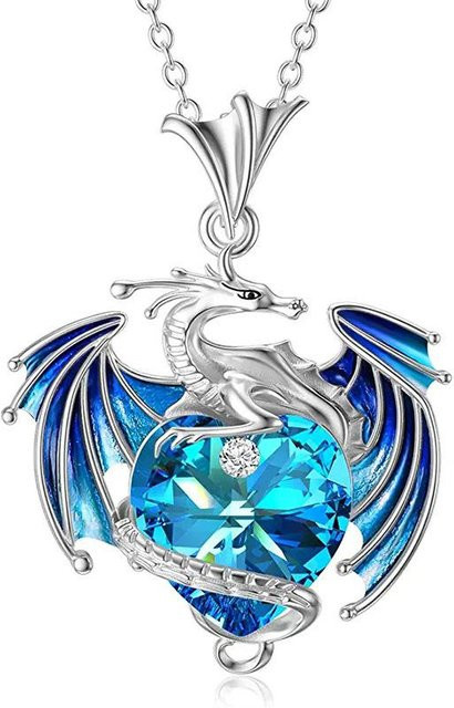 KaiTingu Jewelry Halskette, Geburtsstein, fliegender Drache, herzförmig, blau, Damen - Bild 1