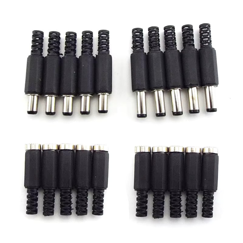 5 Stück DC-Buchsenstecker 5,5mm x 2,1mm und 5,5mm x 2,5mm Reparaturadapter in Schwarz für DIY-Projekte und Kabelverbindungen - Bild 2