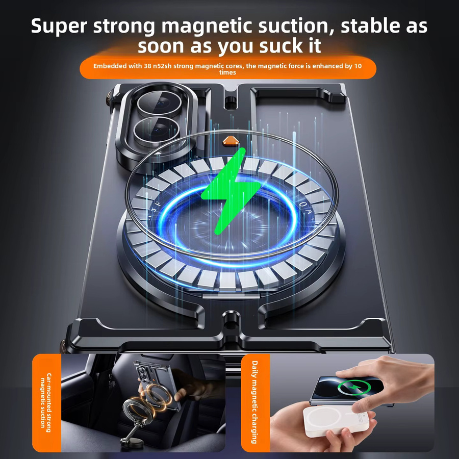 Eary Metallhülle für Samsung Galaxy Z Fold 8 in Titanium Black mit 360-Grad-Drehgriff-Ständer und Slim Bumper Schutz - Bild 4