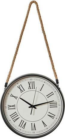 Wall-Art Vintage Wanduhr mit Kordel, Schwarz-Weiß, Durchmesser: 35 cm - Bild 1