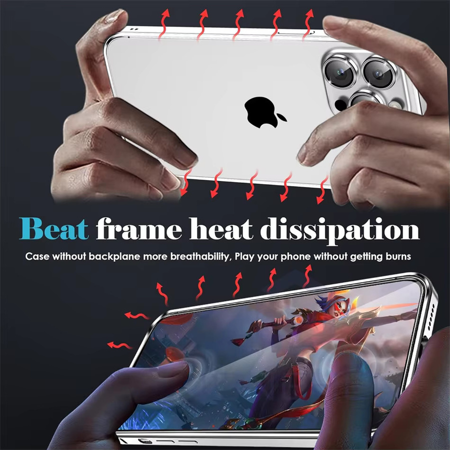 JONEHEN Luxus Aluminium Metall Bumper Case für iPhone 12 13 14 15 16 17 Pro Max in Blau und Silber - Bild 3
