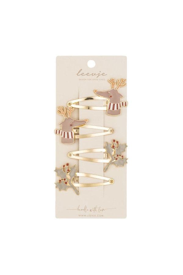 Leevje Haarspangen Enamel Reindeer & Holly Clips - Bild 1