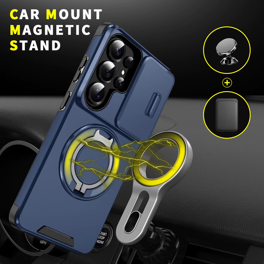 Magnetische Handyhülle für Samsung Galaxy S26 S25 S24 Ultra S25 Edge S24 Plus FE mit 360 Grad drehbarem Halter in Orange oder Blau - Bild 4