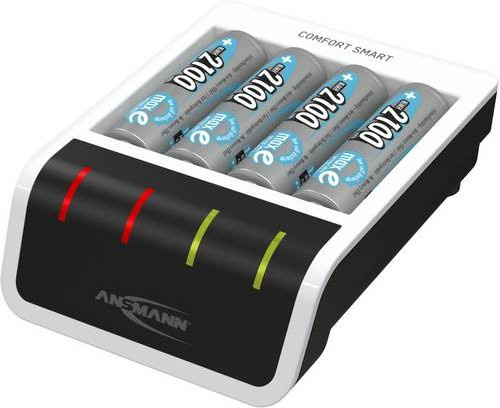 Ansmann Comfort Smart USB-Batterieladegerät für AA und AAA Akkus in Schwarz und Weiß - Bild 1
