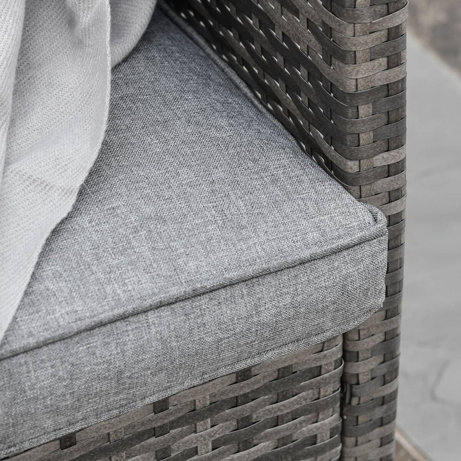 Outsunny Garten-Loungesofa aus Rattan mit Kissen in Grau und Beige, 3-Sitzer mit Armlehnen und Metallrahmen, Breite: 173 cm, Höhe: 78 cm, Tiefe: 68 cm - Bild 5