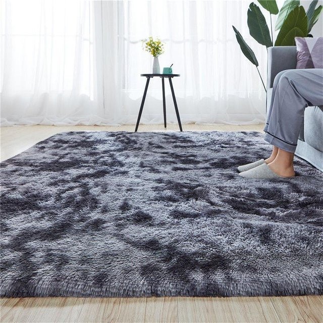 Nordischer Batikteppich von WoW Home aus Seidenwolle und Polyester in Grau, B/T: 40 x 60 cm - Bild 1