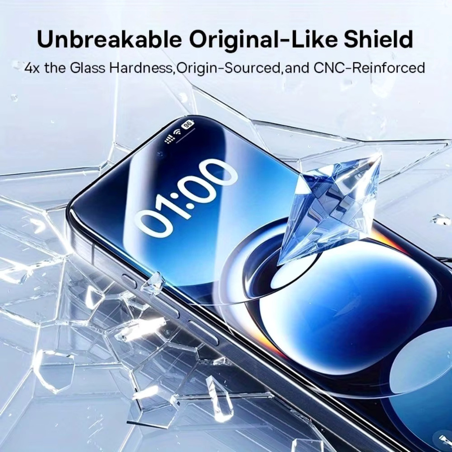 4er-Set Apple iPhone Displayschutz aus gehärtetem Glas, ultraklar und anti-kratz, Farbe: transparent - Bild 2