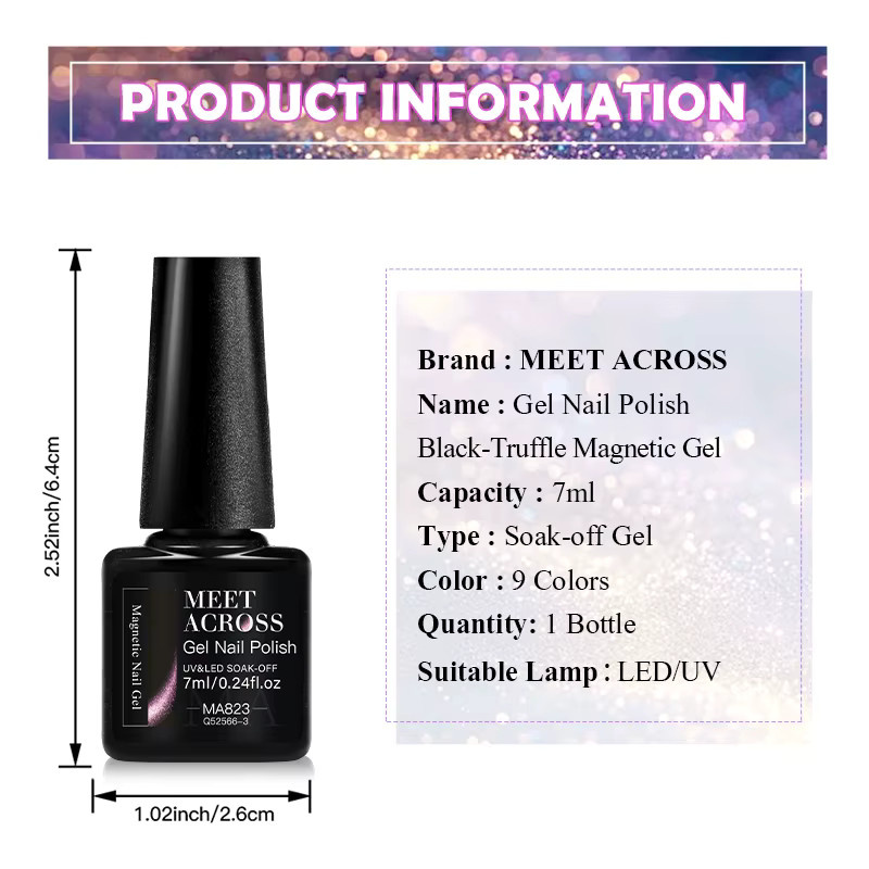 MEET ACROSS Auroras Cat Magnetischer Gel-Nagellack, 7 ml, lila wasserblau, Chrom, glitzernd - Bild 5