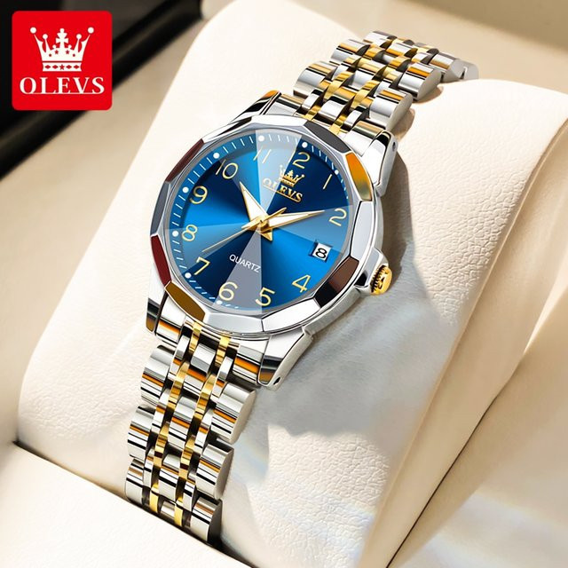 OLEVS Armbanduhr, Quarz, Edelstahl, Blau, Damen - Bild 1