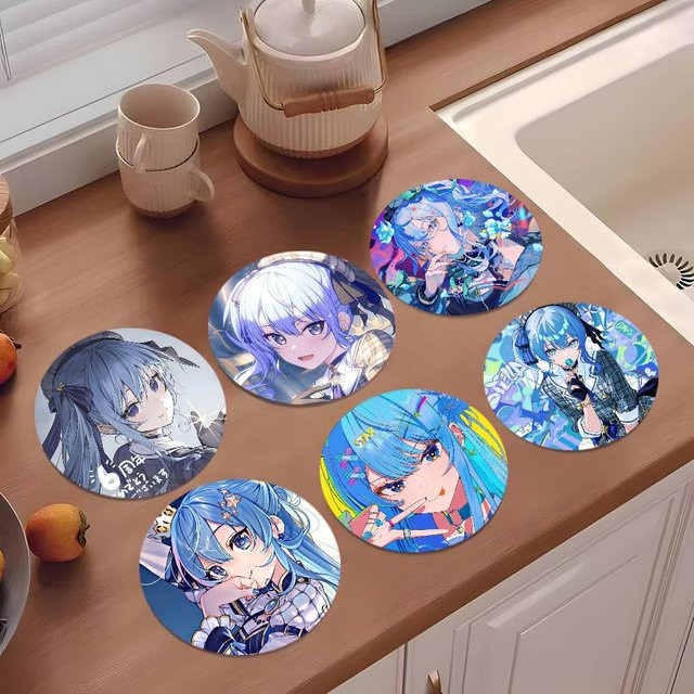 Hololive VTuber Hoshimachi Suisei Anime Untersetzer aus Holz, rund, mehrfarbig - Bild 1