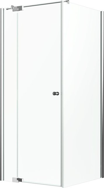 Eckdusche Brava Frame Drehtür mit Festteil in Chrom und transparentem Glas, B/T/H: 90 x 100 x 200 cm - Bild 1