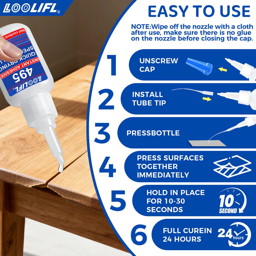 LOOLIFL Super Wood Glue 495/1-5 Metallkleber für Metall und Kunststoff, transparent, 20 g - Bild 2