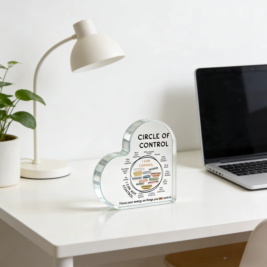 HELLOYOUNG Acryl-Kreis-Schild zur Förderung der psychischen Gesundheit, transparent, rundes Tischornament im minimalistischen Design - Bild 2