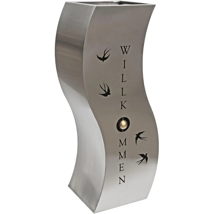 DELUKE Pflanzsäule OLIVER geschwungen aus Edelstahl in Silber, freistehender Blumenkübel für Garten und Eingangsbereich, B/T/H: 25 x 25 x 80 cm - Bild 2