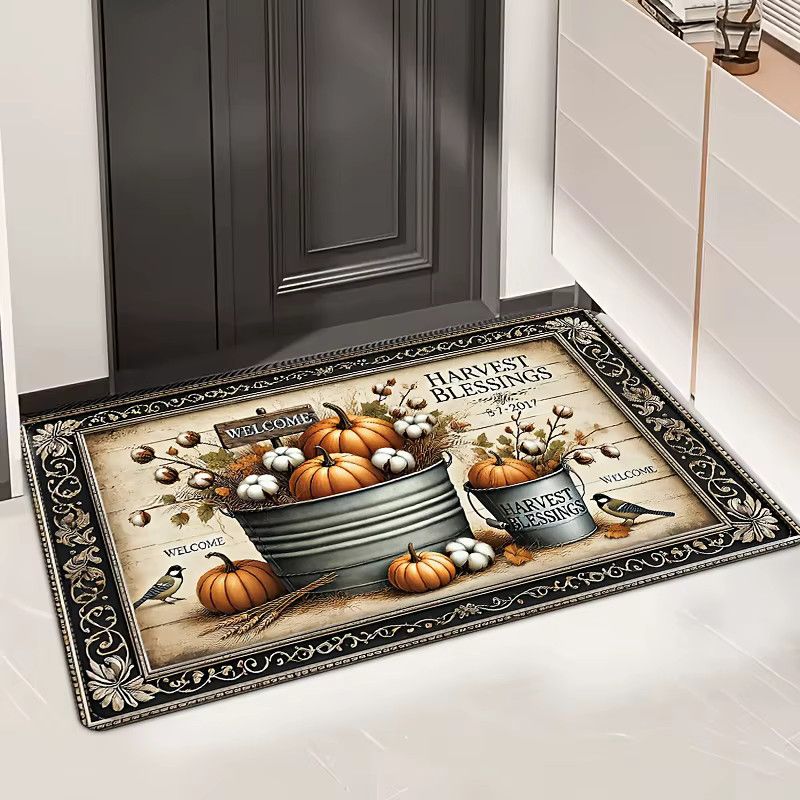 VIKAMA Harvest Season Kürbis-Fußmatte, weich und schallabsorbierend für Eingangsbereich und Badezimmer - Bild 4