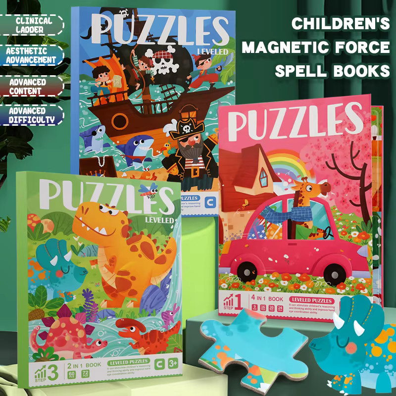 Datgo Holz Puzzle Magnetisches 3D-Rätsel Buch Lernspielzeug ab 3 Jahren - Bild 1
