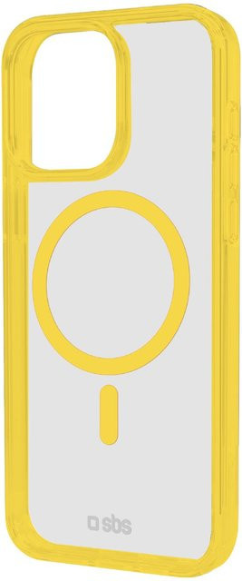 Apple iPhone 15 Pro Max Case mit farbigen Rändern in Gelb und transparentem Design, kompatibel mit MagSafe - Bild 1