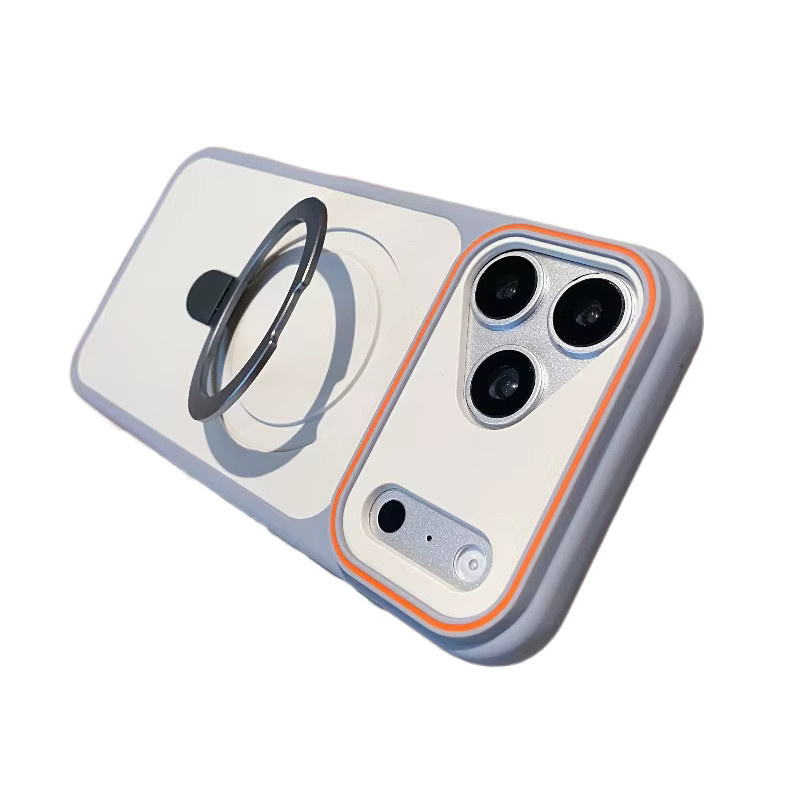 szHAIyu MagSafe Handyhülle mit Metallringhalter für iPhone 11 bis 17 Pro Max Plus, Magnetische Stoßfänger Schutzhülle aus PC, Farbe: Blau - Bild 3