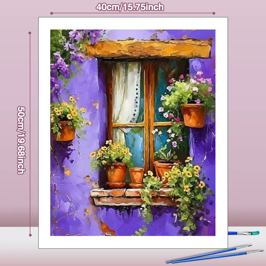 Huacan Malen nach Zahlen Set mit Blumenmuster auf Leinwand für deine DIY Wanddekoration in Mehrfarben - Bild 2