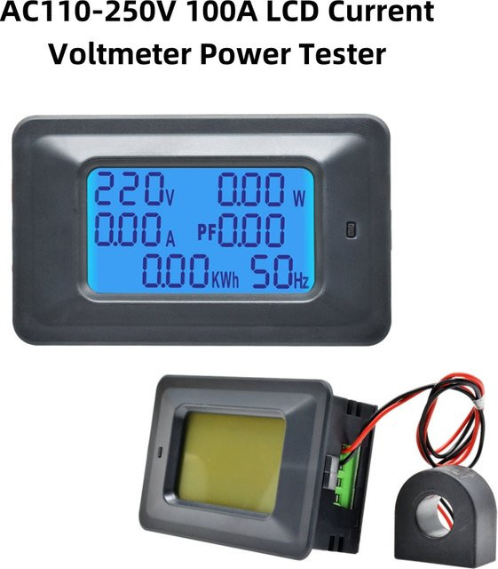 Aideepen Digitales LED Voltmeter Amperemeter Wattmeter zur Messung von Spannung, Strom und Leistung, Schwarz - Bild 1