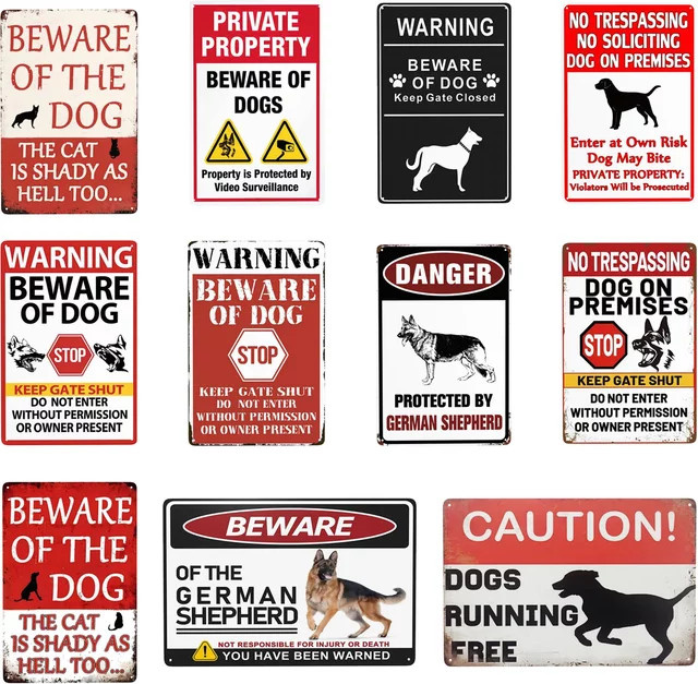 Potdemiel Metallschild Beware of Dog Warning Do Not Enter No Trespassing für Garten und Außenbereich, B: 30,48 cm, H: 20,32 cm - Bild 1