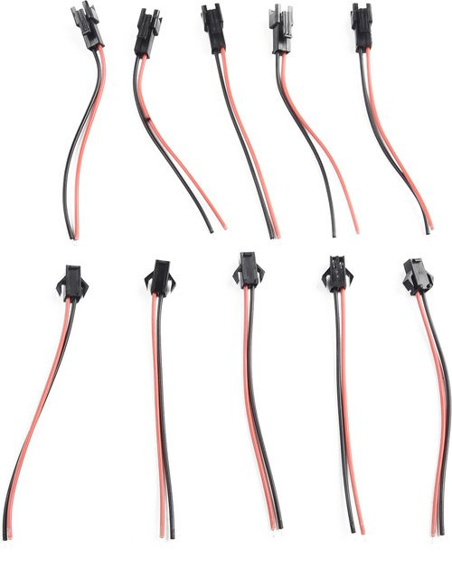 JST SM 2-Pin Drahtverbinder Set mit männlichen und weiblichen Steckern in Schwarz für LED-Streifen und LED-Wandwaschlampen - Bild 1