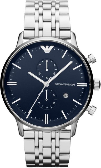 Emporio Armani Chronograph, Edelstahl, Blau, Silber, Herren, Quarz - Bild 1