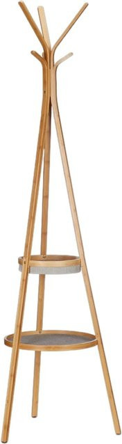 Relaxdays Garderobe aus Bambus in Natur mit Ablagen, freistehend, Farbe: Beige/Braun, H x B x T: 171 x 50 x 50 cm - Bild 1