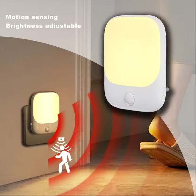 Ouelico LED Nachtlicht mit Bewegungssensor in Weiß, 2er-Pack, warmweißes Plug-in Wandsensorlicht mit einstellbarer Helligkeit - Bild 1