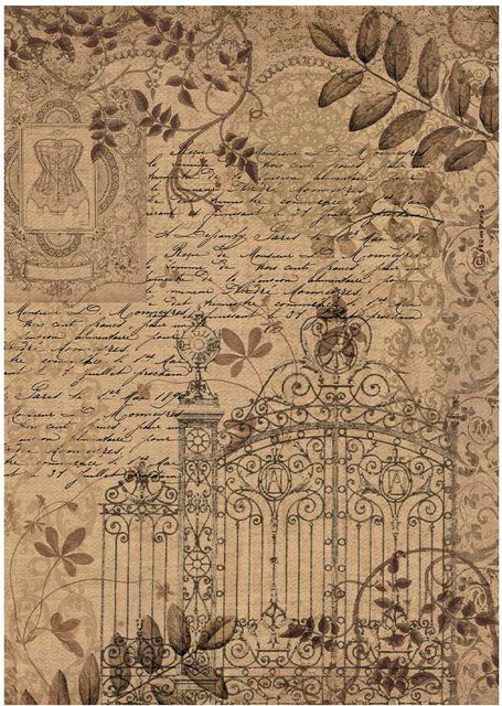 Stamperia Motiv-Strohseide Old Lace in Beige, Format A4 - Bild 1
