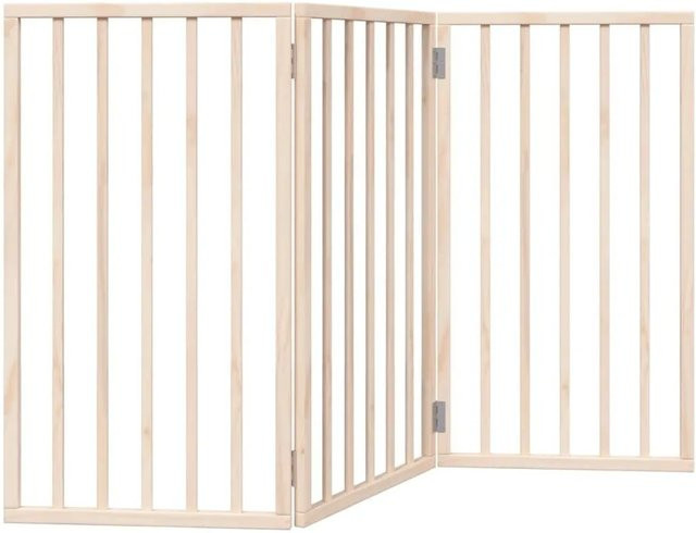vidaXL Hundegitter aus Pappelholz, faltbar, 3 Paneele, Braun, Breite: 150 cm - Bild 1