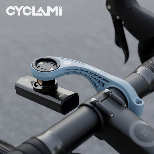 CYCLAMI Fahrradcomputerhalterung für MTB und Rennrad mit GoPro Kamerahalterung und Scheinwerferaufnahme, kompatibel mit Garmin, iGPSPORT und XOSS, Farben: Rosa und Blau - Bild 1