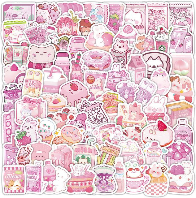 103 Stück rosa Snack-Aufkleber mit niedlichem Lebensmittel-Thema von AnimeWorlds Store - Bild 1