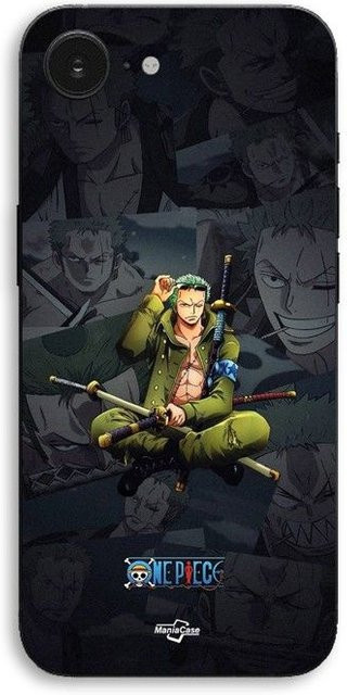 Maniacase iPhone SE 2024 Schutzhülle mit One Piece Zoro Manga Anime Design in Schwarz und Multicolour - Bild 1