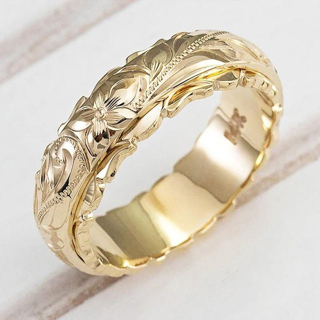 Ring Kupfer, Gold, Damen, Geschnitztes Muster - Bild 1