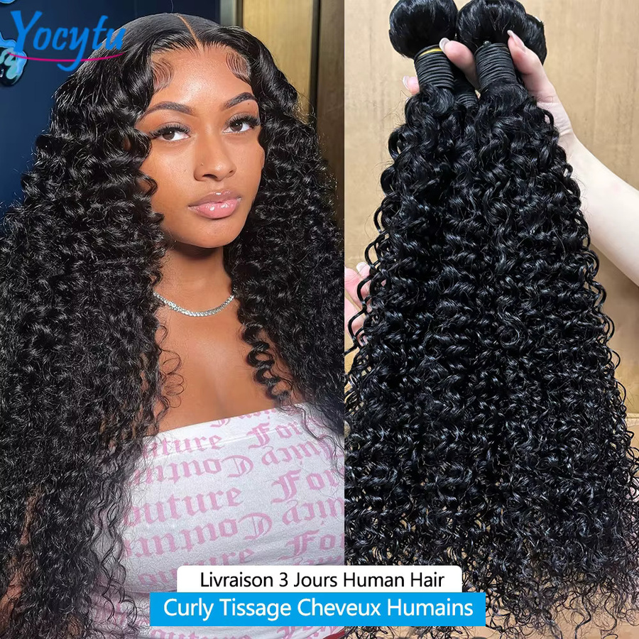 YOCYTU Kinky Curly Bundles, 24 Zoll, Brasilianisches Echthaar, Lockig, Unisex - Bild 2