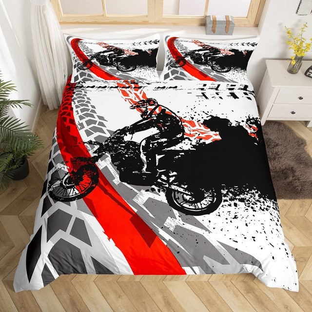 AU King Motocross Dirtbike Bettwäscheset aus Mikrofaser, Mehrfarbig, B/H: 245 x 210 cm - Bild 1