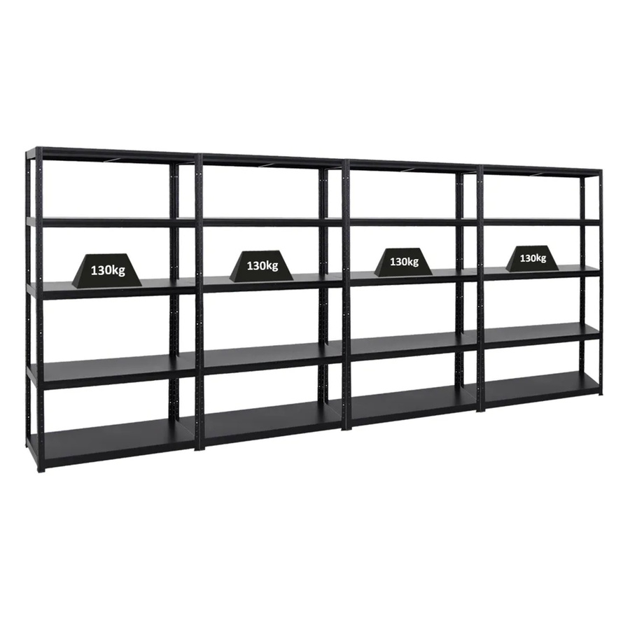 4er Set PROREGAL Schwerlastregal Steel Eagle aus Metall in Schwarz, H x B x T: 180 x 100 x 40 cm - Bild 2