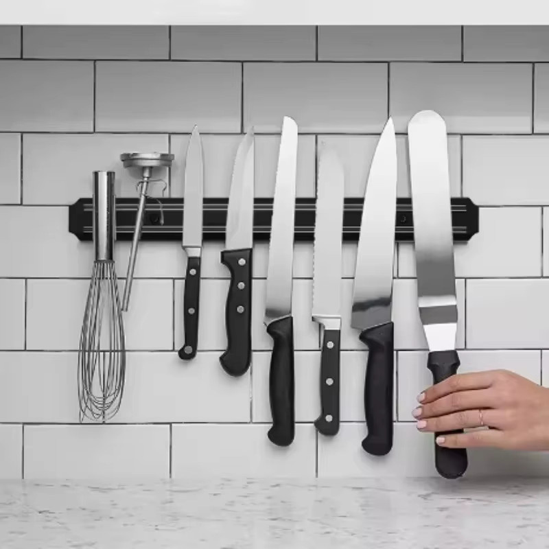 RSCHEF Magnetischer Messerhalter mit Regal für die Wandmontage, Schwarz, Kunststoff - Bild 2