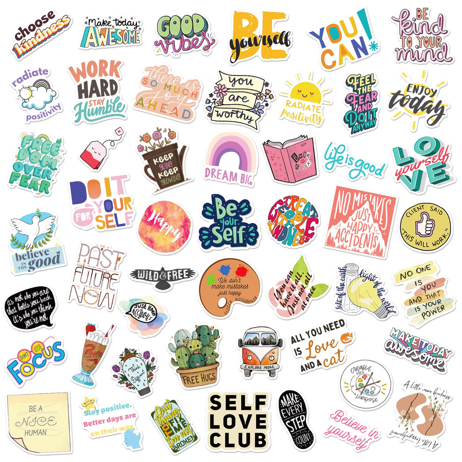 50 Stück motivierende Aufkleber in Multicolour für Wasserflaschen, inspirierende Sticker für Schüler, Jugendliche und Lehrer - Bild 1